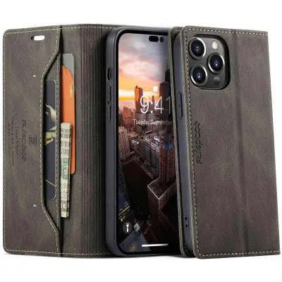 AUTSPACE A01 iPhone 14 Pro Max Fodral - KonstLäder - Brun