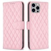 BINFEN iPhone 14 Pro Max Plånboksfodral Rhombus - Rosa