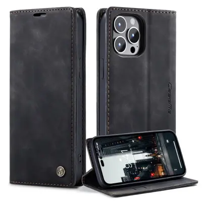 CaseMe Matte Wallet Style (iPhone 14 Pro Max) - Svart