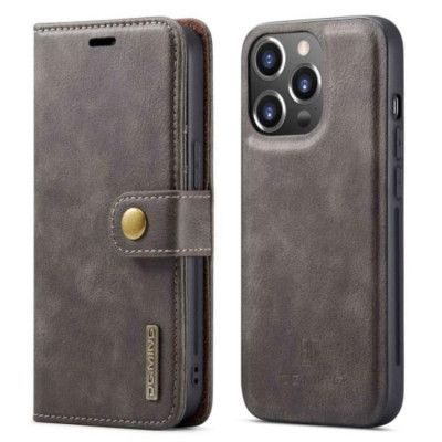 DG.MING iPhone 14 Pro Max Plånboksfodral Split Detachable Flip - Grå