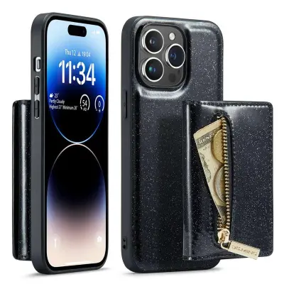 DG.MING M3 Series 2-in-1 Plånboksfodral i Konstläder för iPhone 14 Pro Max Svart