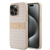 DKNY iPhone 14 Pro Max Mobilskal Läder Mono Stripe & Metal Logo