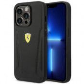 Ferrari iPhone 14 Pro Max Skal Läder Stamp Sides - Svart