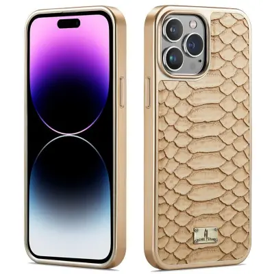 FIERRE SHANN iPhone 14 Pro Max Fodral KonstLäder - Gul