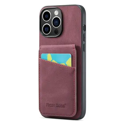 FIERRE SHANN iPhone 14 Pro Max Fodral Kickstand KonstLäder - Röd