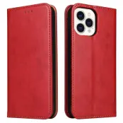 FIERRE SHANN iPhone 14 Pro Max Plånboksfodral Konstläder - Röd
