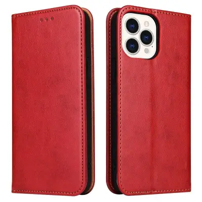 FIERRE SHANN iPhone 14 Pro Max Plånboksfodral Konstläder - Röd