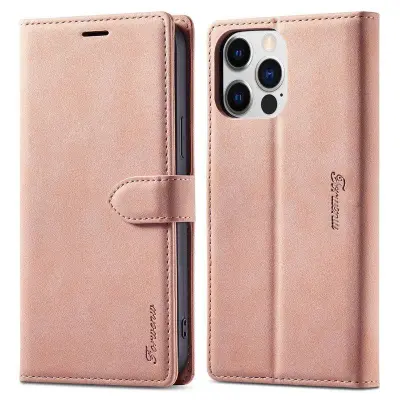 FORWENW F1 Series iPhone 14 Pro Max Plånboksfodral Konstläder - Roséguld