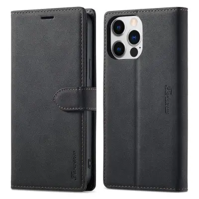 FORWENW F1 Series iPhone 14 Pro Max Plånboksfodral Konstläder - Svart
