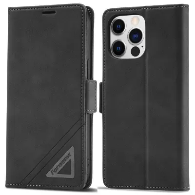 FORWENW F3-Series iPhone 14 Pro Max Plånboksfodral Konstläder - Svart