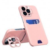 Galaxy S23 Plus Mobilskal Korthållare Läder Kickstand - Rosa