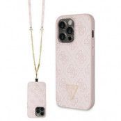 Guess iPhone 14 Pro Max Mobilskal Crossbody 4G Metal Logo - Rosa