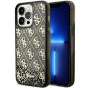 Guess iPhone 14 Pro Max Mobilskal Liquid Glitter 4G - Svart