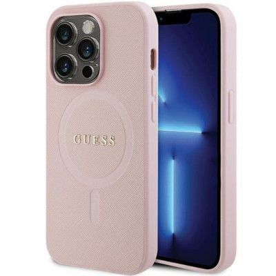 Guess iPhone 14 Pro Max Mobilskal Magsafe Saffiano - Rosa