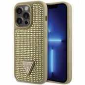 Guess iPhone 14 Pro Max Mobilskal Rhinestone Triangle - Guld