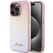 Guess iPhone 14 Pro Max Mobilskal Saffiano Iridescent Script - Rosa