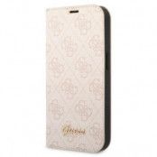 GUESS iPhone 14 Pro Max Plånboksfodral 4G Vintage Gold Logo - Rosa