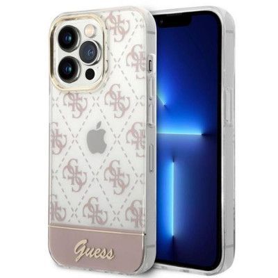GUESS iPhone 14 Pro Max Skal 4G Pattern Script - Rosa