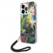 GUESS iPhone 14 Pro Max Skal Flower Strap - Blå