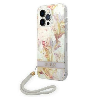 GUESS iPhone 14 Pro Max Skal Flower Strap - Lila