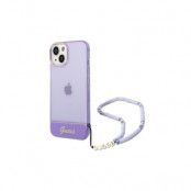 Guess iPhone 14 Pro Max Skal Lila Translucent Pearl Strap