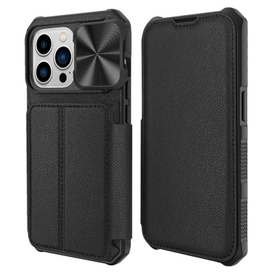 iPhone 14 Plus Plånboksfodral PU Läder Shockproof - Svart