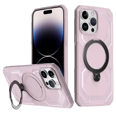 iPhone 14 Pro Max Mobilskal MagSafe Kickstand TPU + PC - Rosa (Rosa)