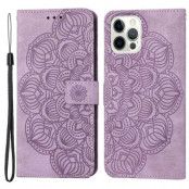 iPhone 14 Pro Max Plånboksfodral Mandala Flower - Lila