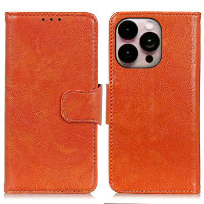 iPhone 14 Pro Max Plånboksfodral Nappa Texture - Orange