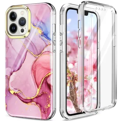 iPhone 14 Pro Max Skal 360 Marble - Rosa