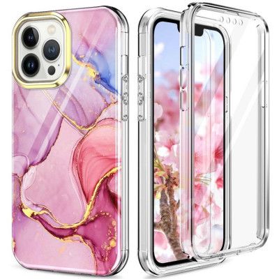 iPhone 14 Pro Max Skal 360 Marble - Rosa L13