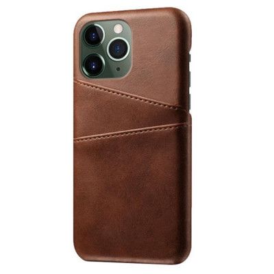 iPhone 14 Pro Max Skal Korthållare PU Läder - Brun