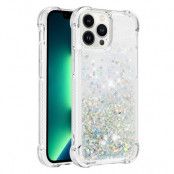 iPhone 14 Pro Max Skal Liquid Floating Glitter - Silver