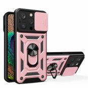 iPhone 14 Pro Max Skal med Ringhållare Hybrid Armor Camshield - Rosa