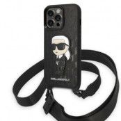 Karl Lagerfeld iPhone 14 Pro Max Skal med halsband Ikonik Patch - Svart