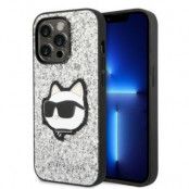 Karl Lagerfeld iPhone 14 Pro Max Skal Glitter Choupette Patch - Silver