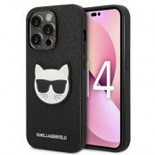 Karl Lagerfeld iPhone 14 Pro Max Skal Saffiano Choupette Head Patch - Svart