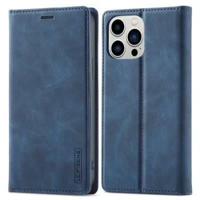 LC.IMEEKE iPhone 14 Pro Max Plånboksfodral Konstläder - Blå