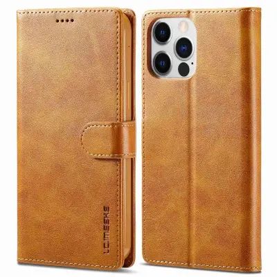 LC.IMEEKE iPhone 14 Pro Max Plånboksfodral Konstläder - Ljusbrun