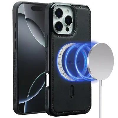 LC.IMEEKE L6 iPhone 14 Pro Max Fodral KonstLäder - Svart