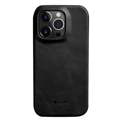 MELKCO iPhone 14 Pro Max Mobilskal Äkta läder och PC Stöttålig - Svart