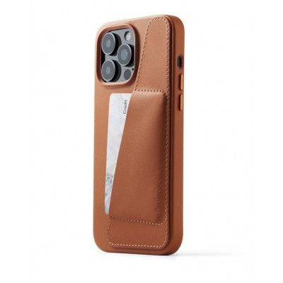 Mujjo iPhone 14 Pro Max Skal Korthållare Full Läder - Tan