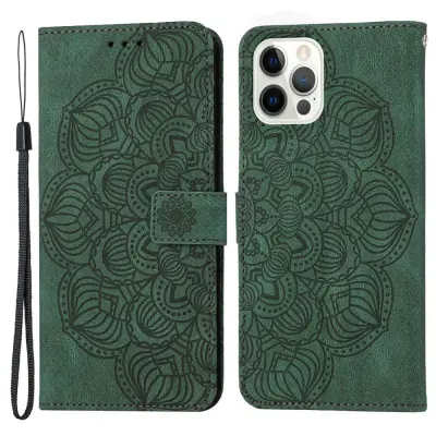 Trolsk Imprint Mandala Flower Wallet (iPhone 14 Pro Max) - Grön