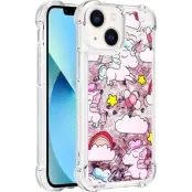 Trolsk Mobilskal med Flytande Glitter - Enhörning (iPhone 14 Pro Max)