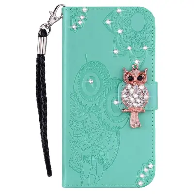 Trolsk Rhinestone Owl Wallet (iPhone 14 Pro Max) - Grön