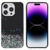 Trolsk Mobilskal med Flytande Glitter - Stjärnhimmel (iPhone 14 Pro Max) - Svart