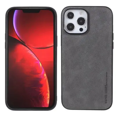 X-LEVEL Bojue-3 Fodral KonstLäder för iPhone 14 Pro Max Grå