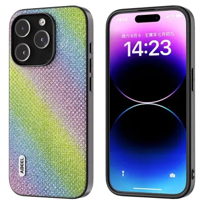 ABEEL iPhone 14 Pro Fodral Rhinestone Textur KonstLäder Flerfärgad