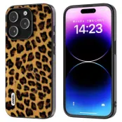 ABEEL iPhone 14 Pro Fodral Shockproof PU Läder Leopard Guld