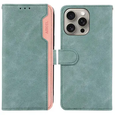 ABEEL iPhone 14 Pro Plånboksfodral Konstläder RFID-Skydd - Blå